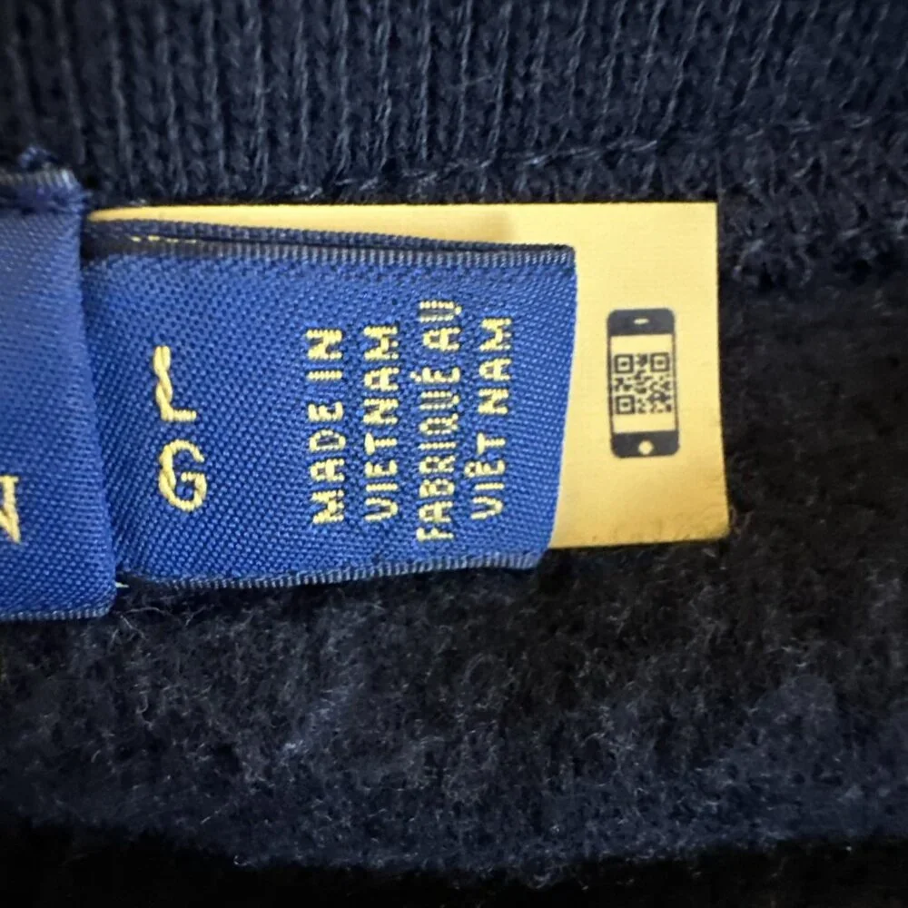 Polo Ralph Lauren Jersey Shorts Mens L Navy‎ Blue Fleece Spell Out Logo Sweat